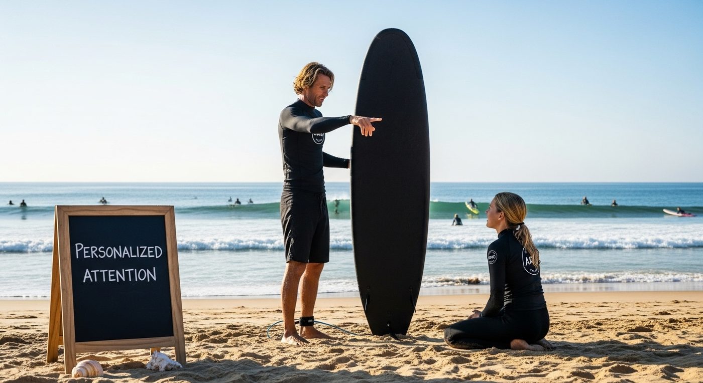 clase privada de surf playa