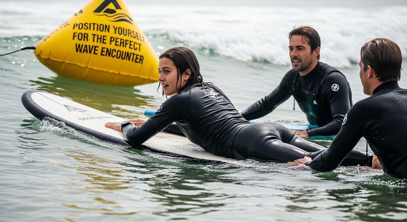 técnica de posicionamiento en la línea de surf