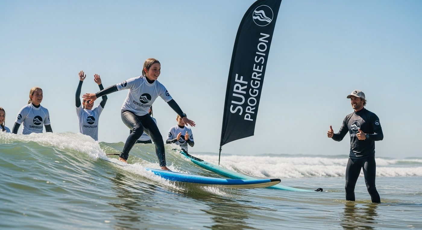 surfista principiante primera ola