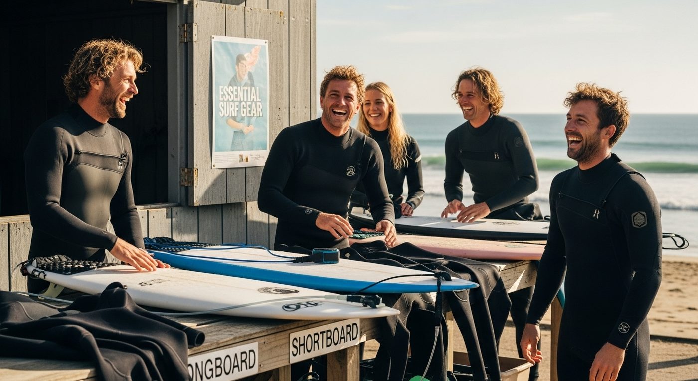 equipo esencial de surf