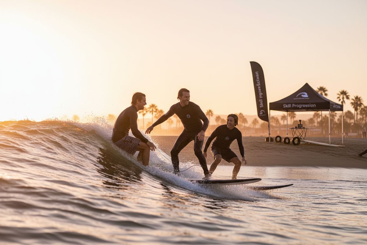 progresión de las clases de surf