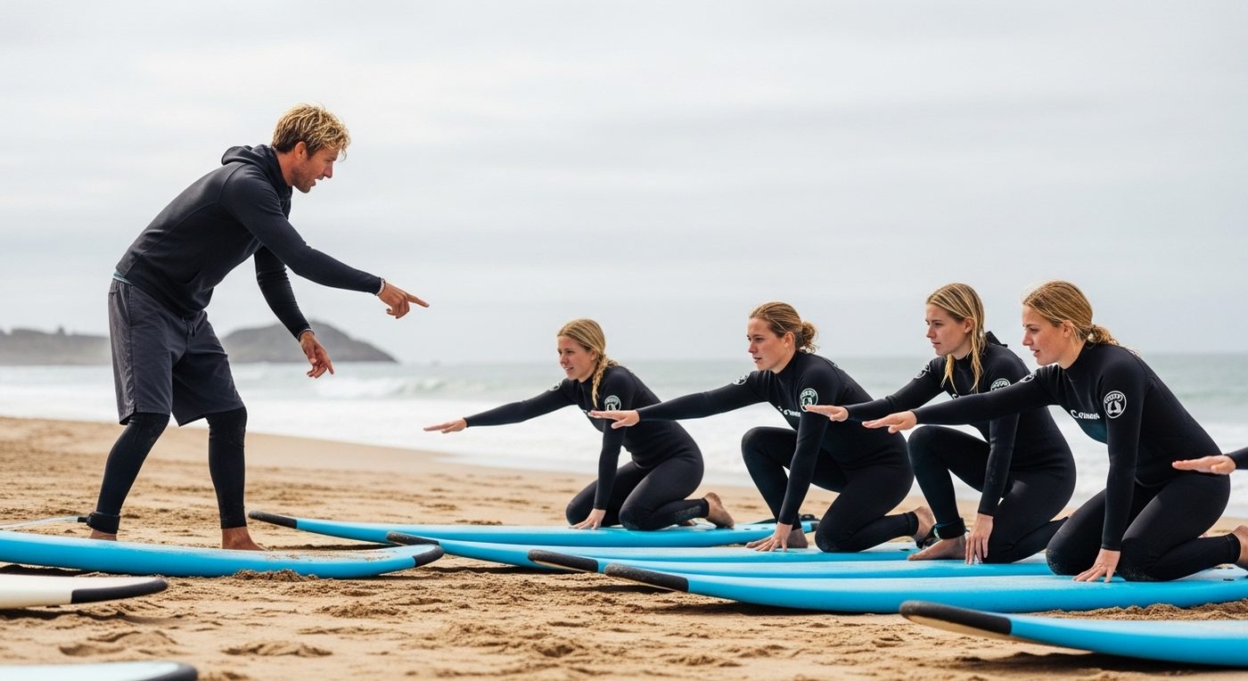 clase práctica instructor surf